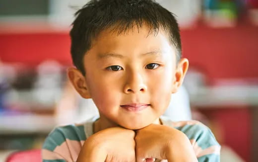 a close-up of a boy