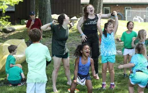 a group of children playing outside