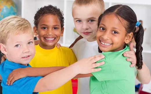 a group of children smiling