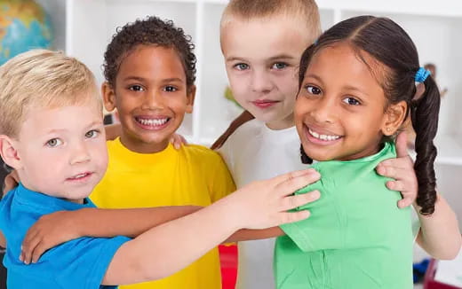 a group of children smiling