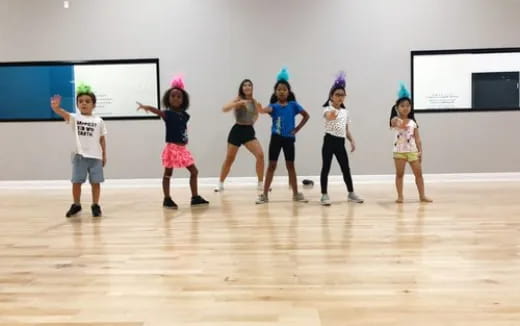 a group of people dancing