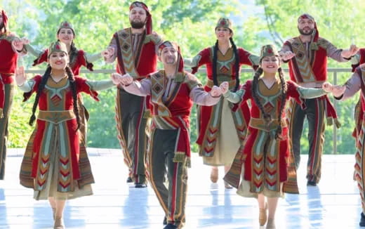 a group of people dancing
