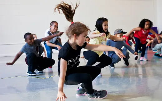 a group of people exercising