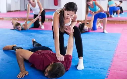 a group of people exercising