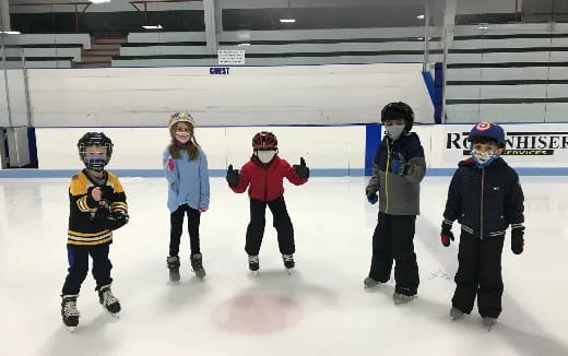 a group of people on ice