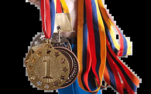 a medal on a flag