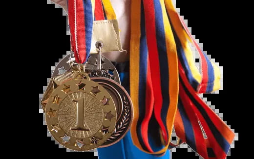 a medal on a flag