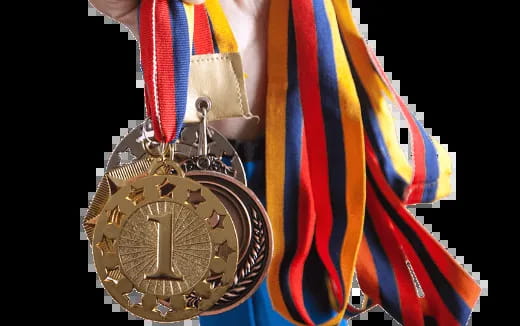 a medal on a flag