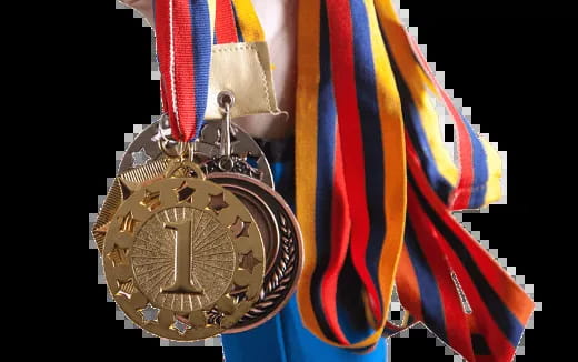 a medal with a flag
