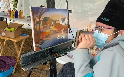 a person painting a picture