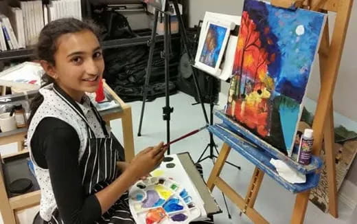 a person painting a picture