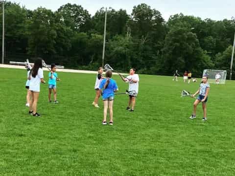 a group of people playing football