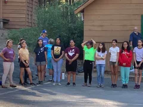 a group of people standing outside