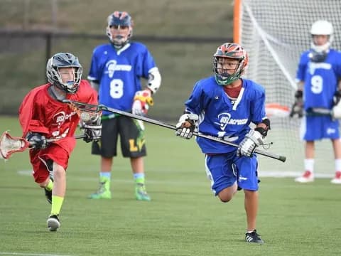 a group of people playing lacrosse