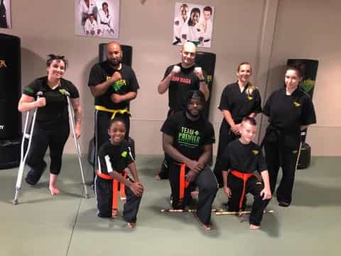 a group of people posing for a photo