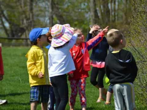 a group of children playing outside