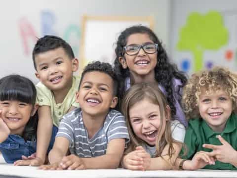 a group of children smiling