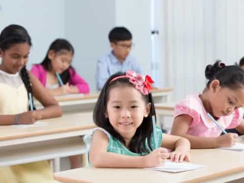 a group of children in a classroom